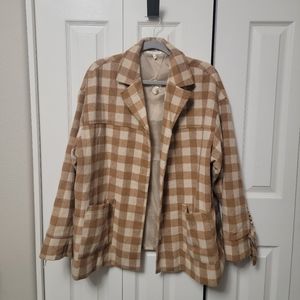 Plaid Relaxed Fit fringe Blazer